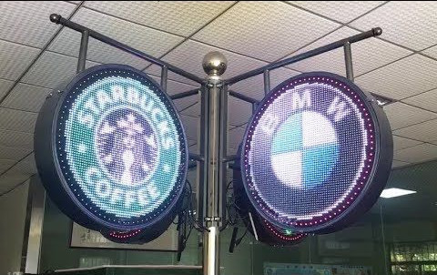 Signes circulaires extérieurs de magasin de LED, magasin Logo Sign de côtés de P4RGB deux